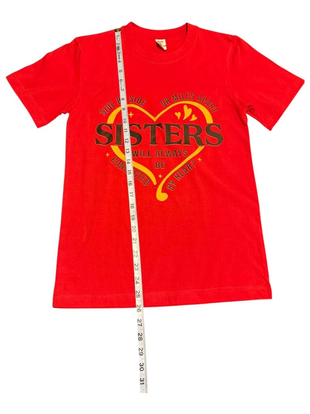 2- Sisters Heart Graphic Tee - Bright Red - Picture 3 of 4